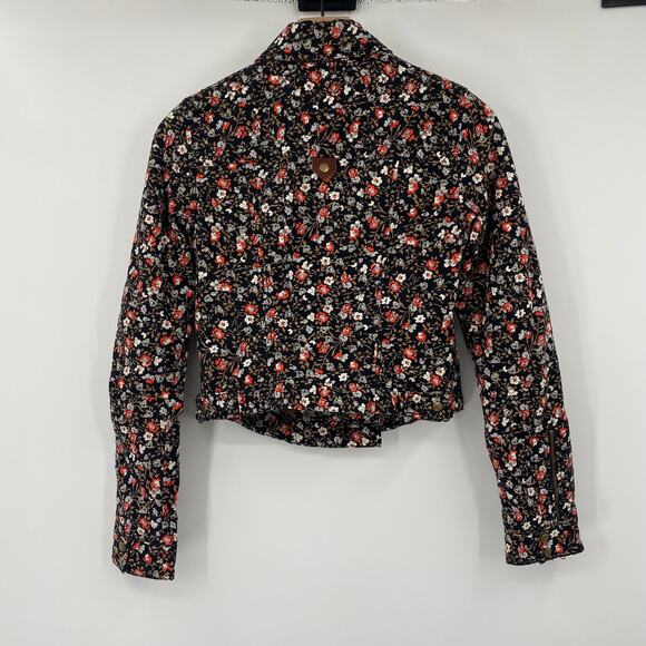 Anthropologie Hei Hei Tinsley Ditsy Floral Print Moto Jacket Asymmetric Black 4 - Picture 6 of 11